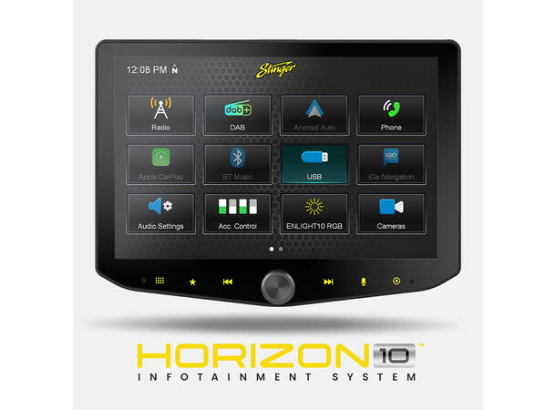 Stinger HORIZON10 iX210E DAB+, BT, Trådløs Carplay & Android Auto 