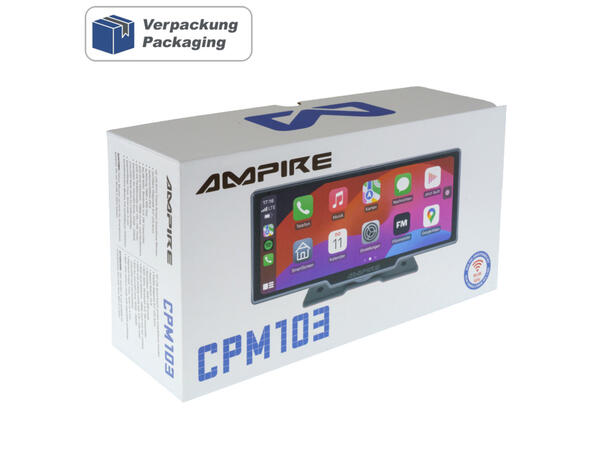 Ampire CPM103 10" Monitor u/ryggekamera 10" monitor med Carplay/Android Auto 