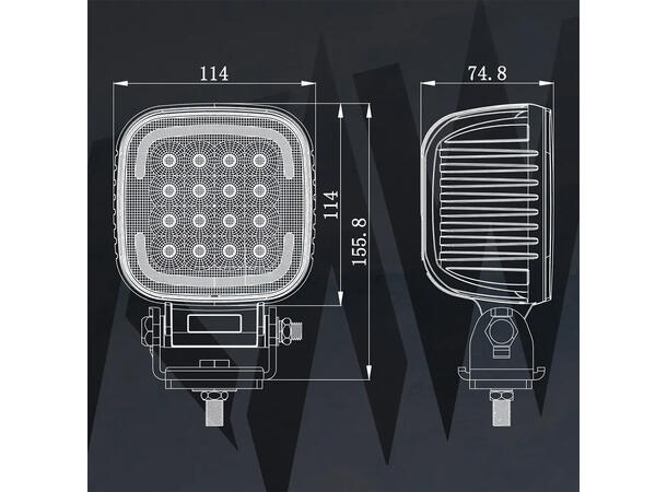 RAWlights DUO XL LED arbeids-/varsellys 114mm, 6146 Lumen, 80W, per stk 
