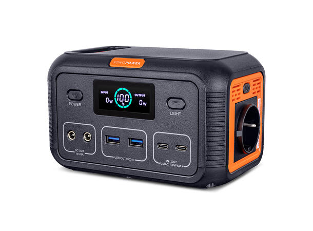 Sonopower MPS-100 bærbar strømforsyning 100W, USB/USB-C, 230VAC, 14V DC, Led-lys 