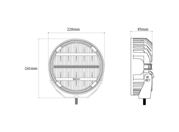 Briodlights Olympus 2.0 9" LED fjernlys 9", 12400 lumen, Posisjonslys, varsellys 