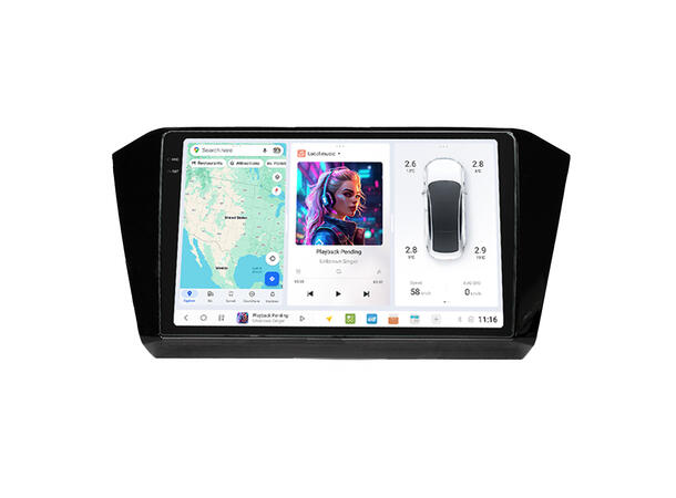 DUDU multimediaspiller med 10,1" skjerm VW Passat (2015-2017) Pianolakk 