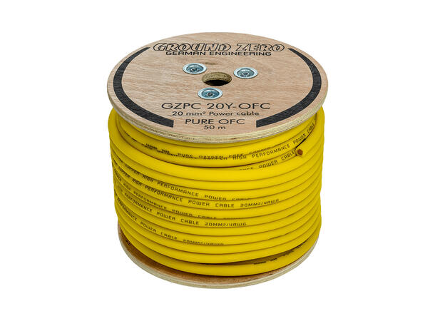 Ground Zero strømkabel OFC 20mm2 Gul 20mm², Gul, Pris per meter 