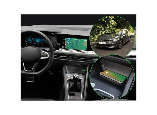 Inbay Trådløs mobillader (15W Qi) Seat/Skoda/VW (2020->) m/sort Qi plugg 