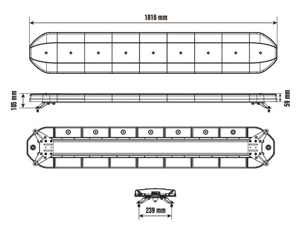 Optibeam Dark Phantom Varsellysbjelke 1800mm. Oransje. ECE R65 / R10. IP67 