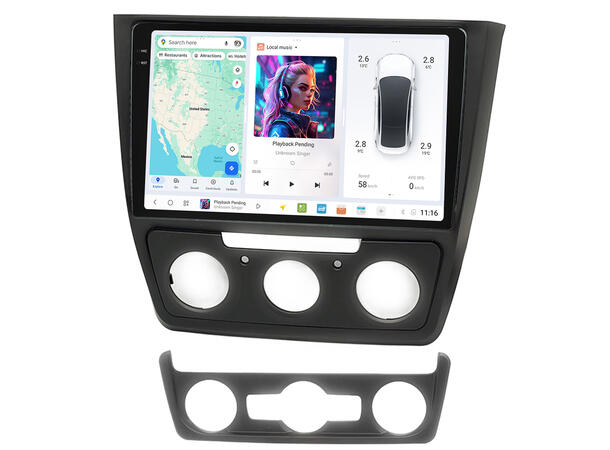 DUDU multimediaspiller med 10,1" skjerm Skoda Yeti (2015-2017) 