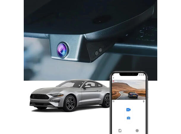 FITCAMX Integrert 4K Dashcam (foran+bak Ford Mustang (2015-2023) 