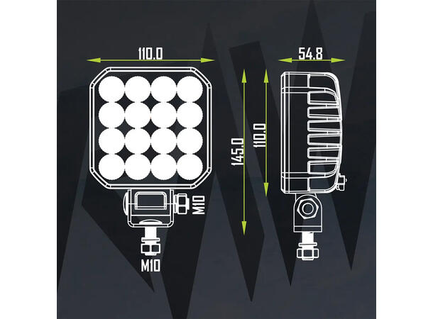 RAWlights NOVO LED arbeidslys 110mm, 5780 Lumen, 96W, per stk 