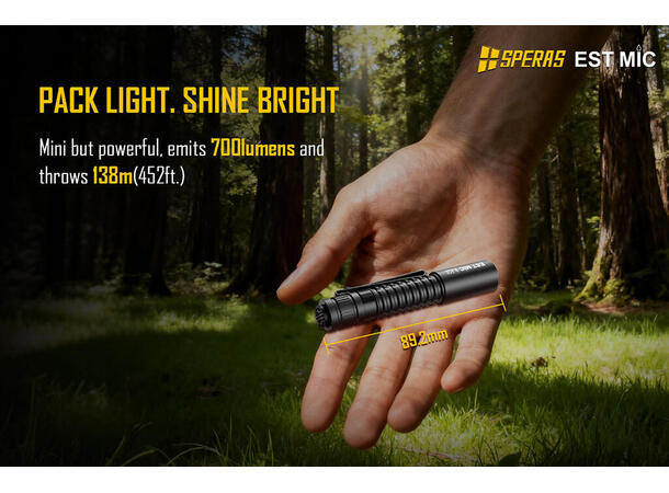 SPERAS ESTMIC Lommelykt 700 Lumen, 138 meter kastelengde 