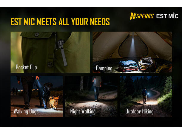SPERAS ESTMIC Lommelykt 700 Lumen, 138 meter kastelengde 
