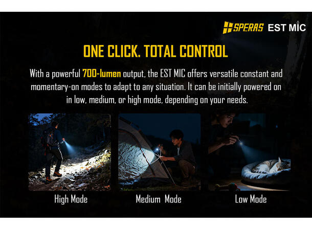 SPERAS ESTMIC Lommelykt 700 Lumen, 138 meter kastelengde 