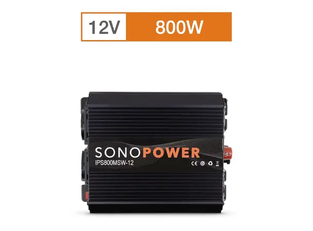 Sonopower strøminverter 800W 12V->230V, modifisert sinus 