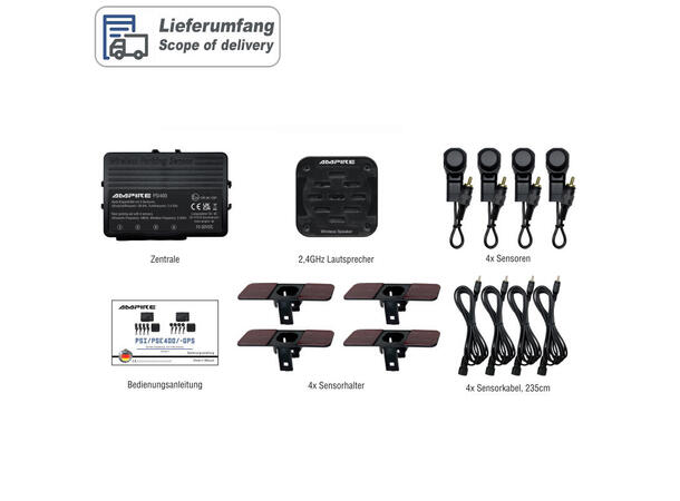 Ampire parkeringshjelp 4 sensorer og lydvarsling 