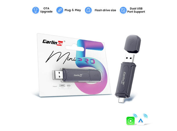 Carlinkit Apple Carplay/Android Auto Kablet-til-trådløs adapter 