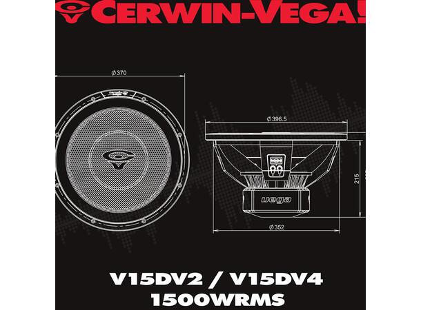 Cerwin Vega V15DV2 15" subwoofer 2x2 Ohm, 1500W RMS, VEGA 2025 Edition 