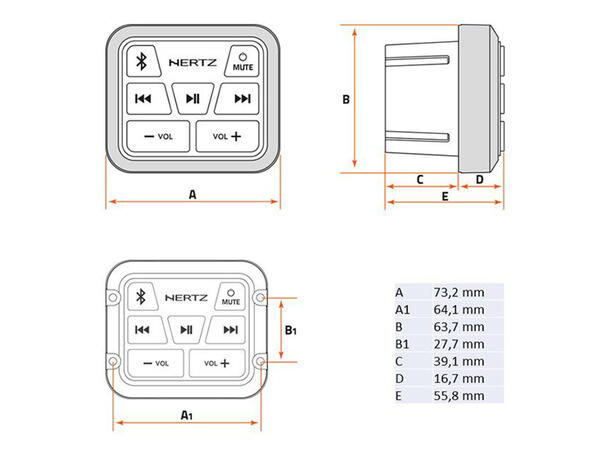 Hertz HMR BT Bluetoothmottaker/styring IP67, Bluetooth, Linjeutgang 