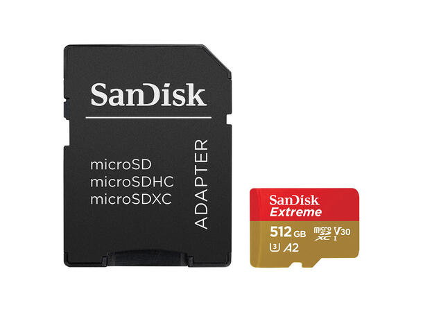 Sandisk Extreme microSDXC™ 512GB Class10, høy ytelse, egnet for dashcam 