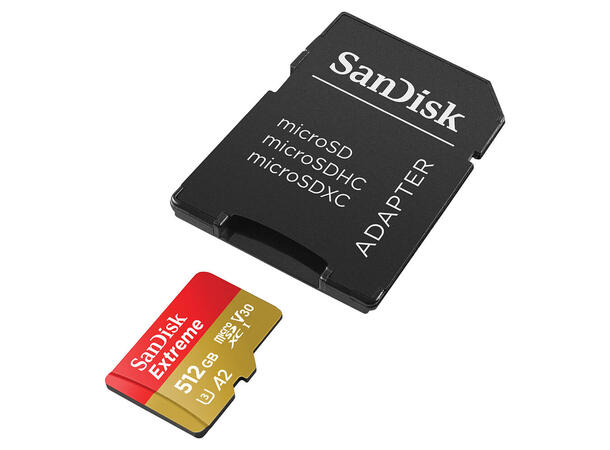 Sandisk Extreme microSDXC™ 512GB Class10, høy ytelse, egnet for dashcam 
