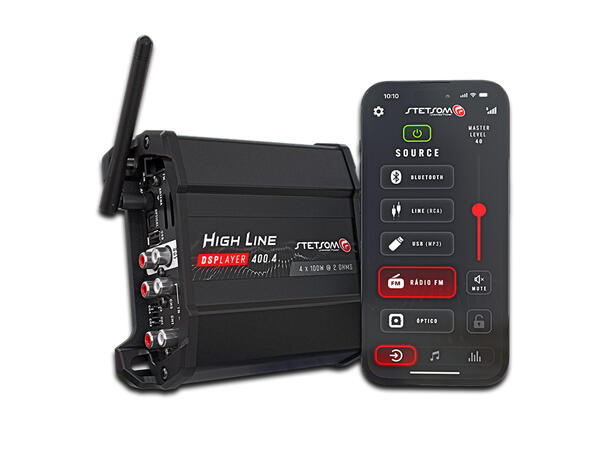 Stetsom HL400.4 DSPlayer 4x100W RMS 2 Ohm, DSP, Bluetooth, Optisk 