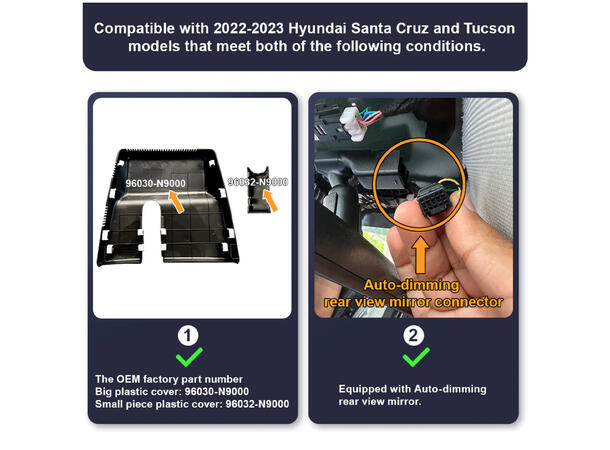 FITCAMX Integrert 4K Dashcam (foran+bak) Hyundai Tucson (2021-2024) 