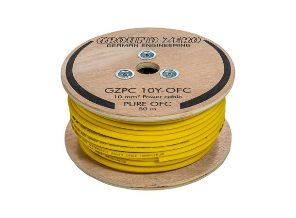 Ground Zero strømkabel OFC 10mm2 Gul 10mm², Gul, Pris per meter 