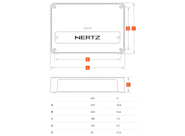 Hertz Venezia V5C 5-kanals forsterker Marine, 4x115+550W RMS, 2 Ohm, Kompakt 