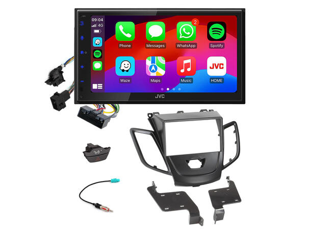 JVC KWM695DBW Bilradiopakke Ford Fiesta (2011-2012) m/M-knapp 