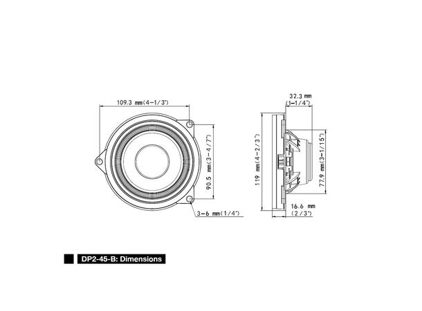 Alpine DP2-45-B 4,5" koaksialsett 4,5", 50W RMS, 100W Maks, BMW 