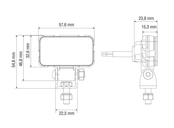 Bullboy Proline Mini arbeidslys LED, 580 Lumen, 5W, godkjent ryggelys 