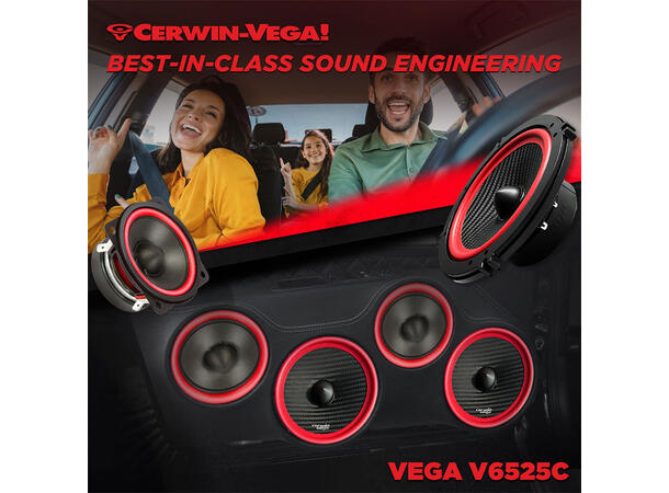 Cerwin Vega V6525C 3-veis komponentsett 6,5", 120W RMS,VEGA-serie, 2025 Edition 