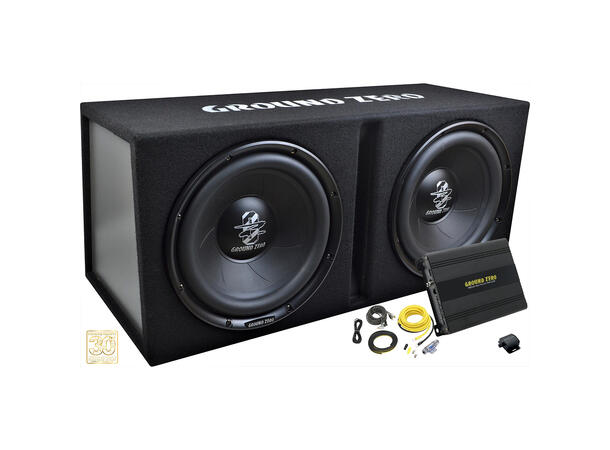 Ground Zero basspakke 2x12", forsterker, kabelsett 