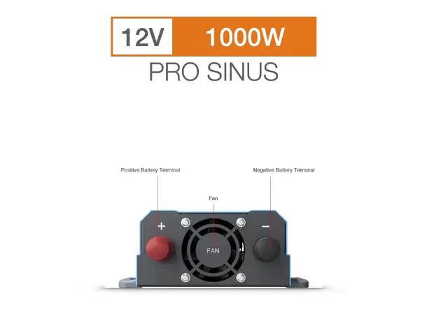 Sonopower strøminverter 1000W 12V->230V, ren sinus 