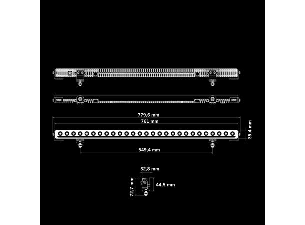 Strands Nuuk D-Line 30" Ledbar 30", 15500 Lumen, 165W, posisjonslys 