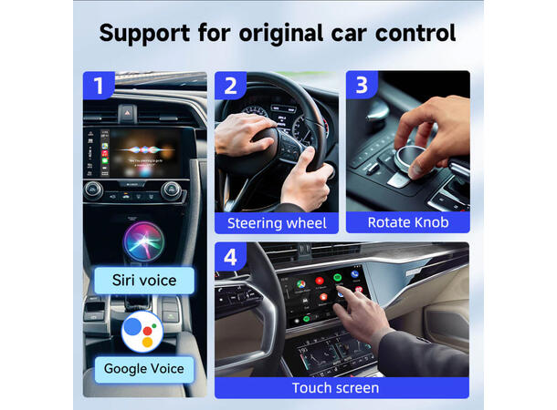 Carlinkit Apple Carplay/Android Auto Kablet-til-trådløs adapter 