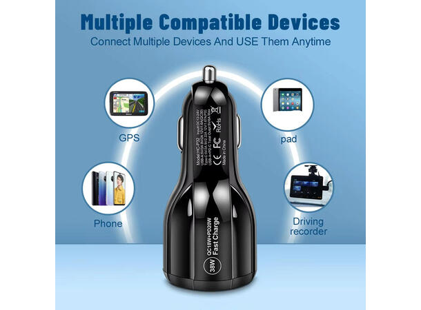 ConnectED Phone billader 48W, både USB og Type-C 