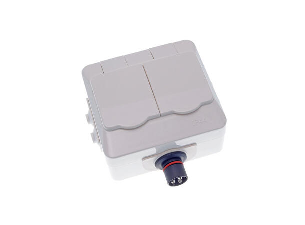 DEFA PlugIn vegguttak, variant 3 Dobbelt 230V uttak, 16A 