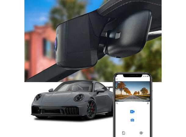 FITCAMX Integrert 4K Dashcam (foran+bak) Porsche 911 (2025 ->) 