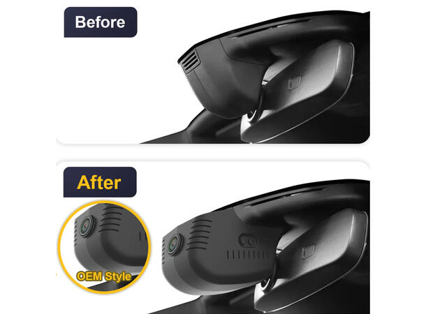 FITCAMX Integrert 4K Dashcam (foran+bak) Skoda Superb (2019-2023) Sort 