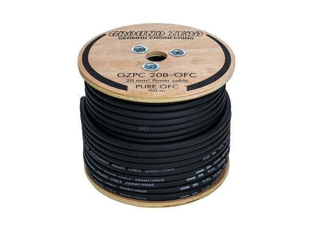 Ground Zero strømkabel OFC 20mm2 Sort 20mm², Sort, Pris per meter 