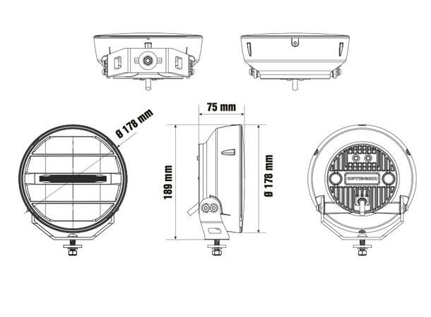 Optibeam Elites 7 LED fjernlys 7", 7780 lumen, 123W, Posisjonslys 
