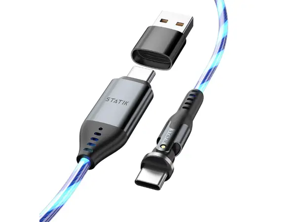 Statik PowerPivot Pro Glowing LED USB-C (han) -> USB-C/A (han), 1 meter 