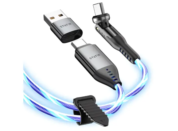 Statik PowerPivot Pro Glowing LED USB-C (han) -> USB-C/A (han), 1 meter 