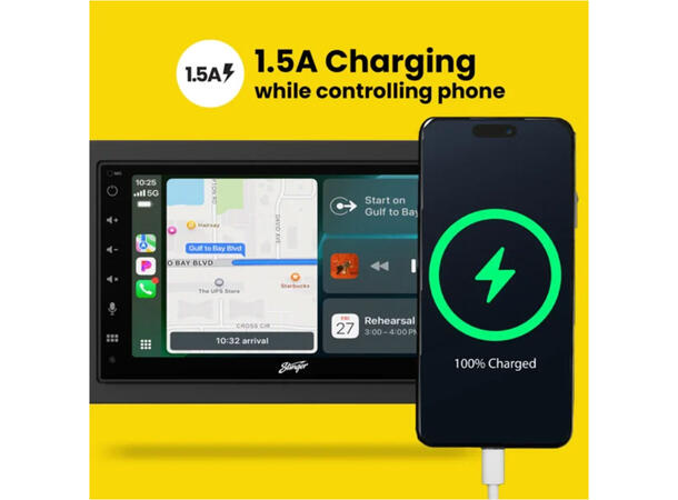 Stinger iE268E DAB+, BT, Trådløs Carplay & Android Auto 