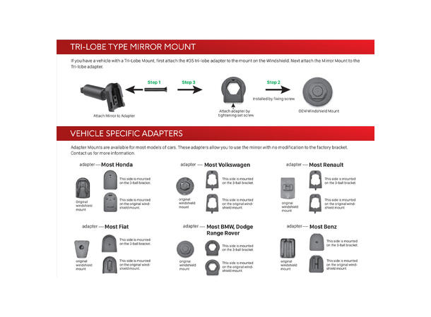 ACV Speilmonito-brakett - Universal Til bruk sammen ACV speilmonitor 