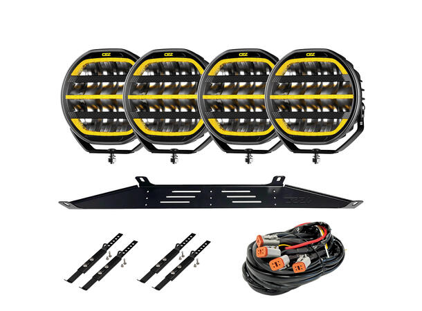 OZZ XR2 P9" lyspakke 4x 9" lamper, skiltbrakett, relésett 