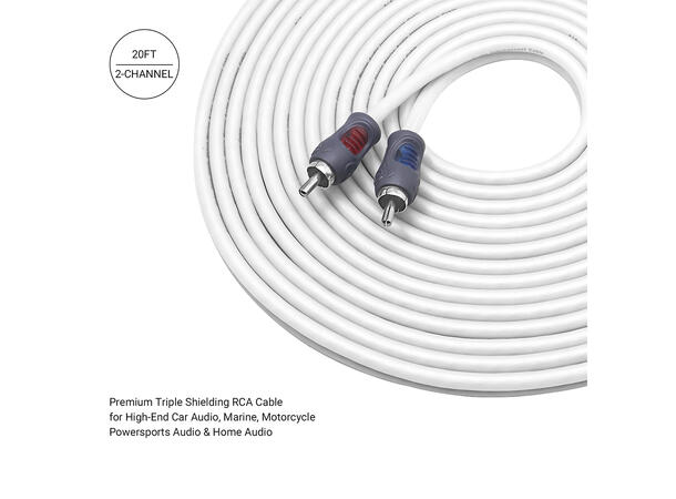 Recoil Marine Echo Plus RCA-kabel 6,1 Meter, OFC, 2-kanals 