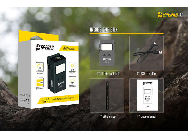 Speras U1 lommelykt/arbeidslys/leselys 500 Lumen, 75 meter kastelengde 