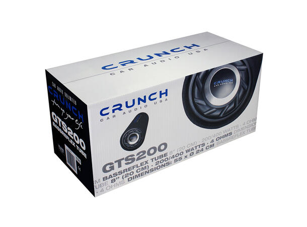 Crunch GTS200 8" Tube basskasse 8" i kasse, 200W RMS, 4 Ohm 