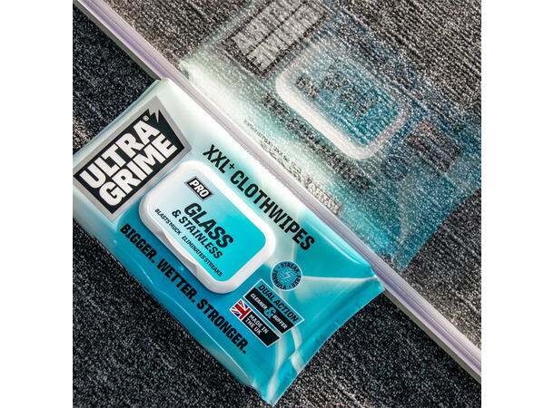 UltraGrime® Pro. Glass & Stainless 50 XXL+ Wipes 