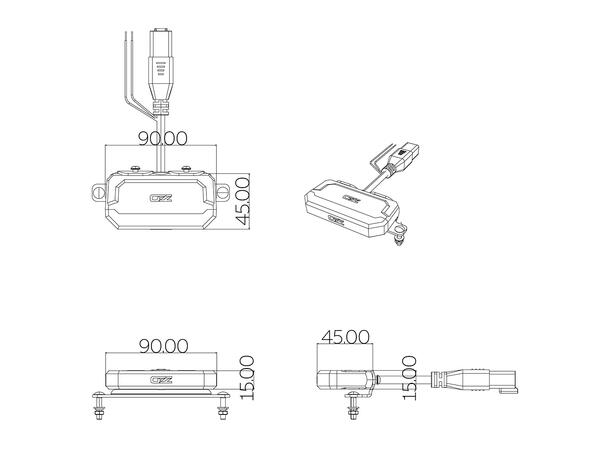 OZZ RL2 65 ryggelys med varsellys 1207 Lumen, 16W, godkjent ryggelys 